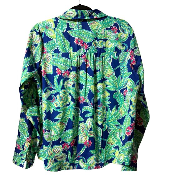 Caribbean Joe Women's Tropical Floral Button-Down Shirt Long Sleeve | Large - Picture 3 of 10